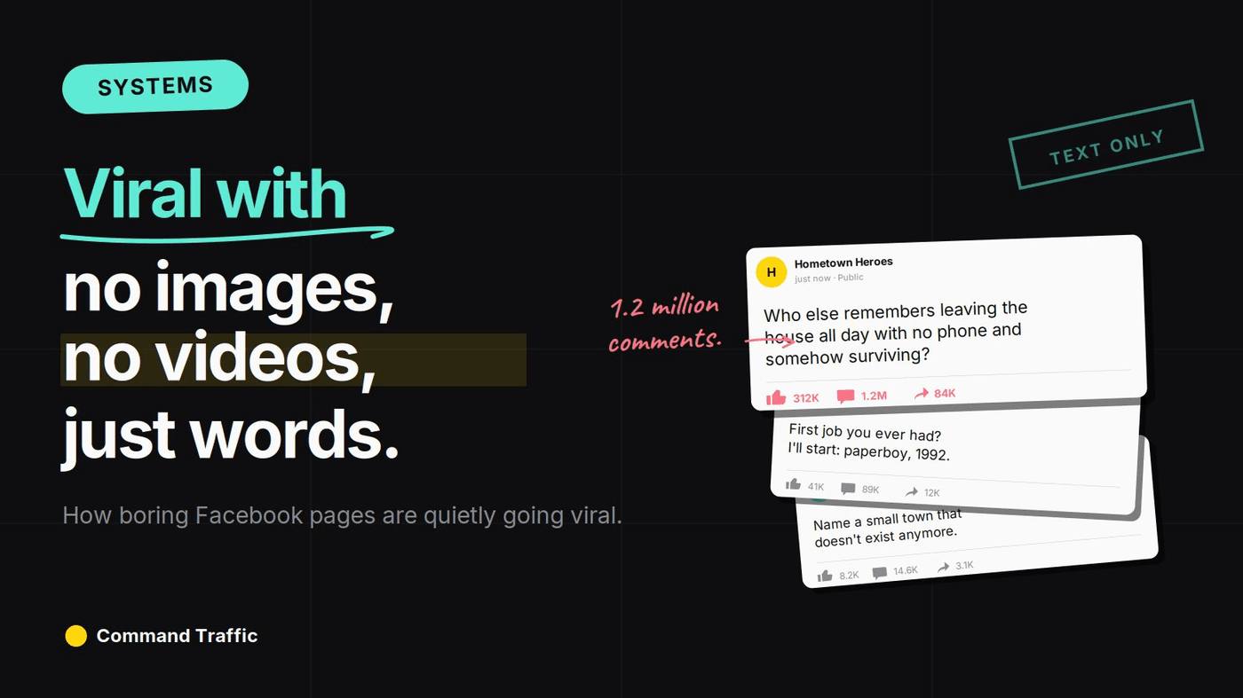How People Are Building Viral Facebook Pages With Simple Text Posts — Command Traffic