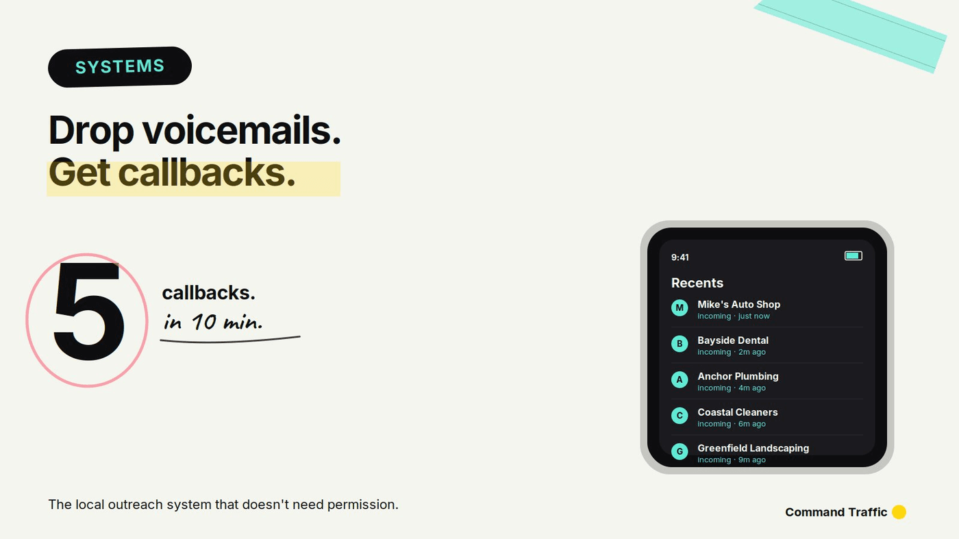 How to Use VM Drops for Local Business Outreach (5 Callbacks in 10 Minutes) — Command Traffic